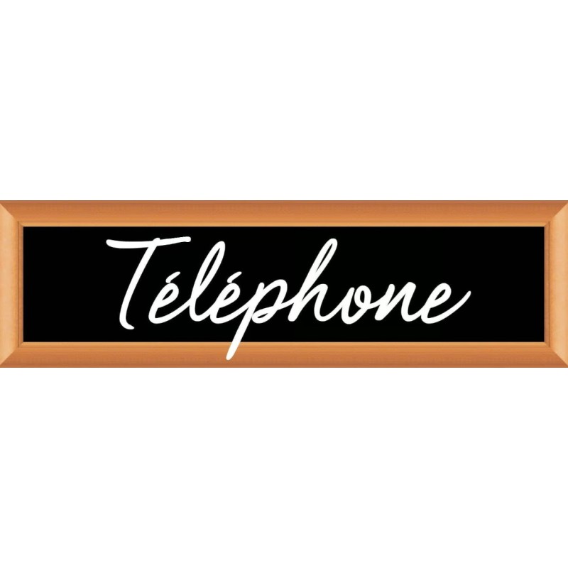 PLAQUE TERRA FAUX CADRE BOIS 170x50 MM "Téléphone"