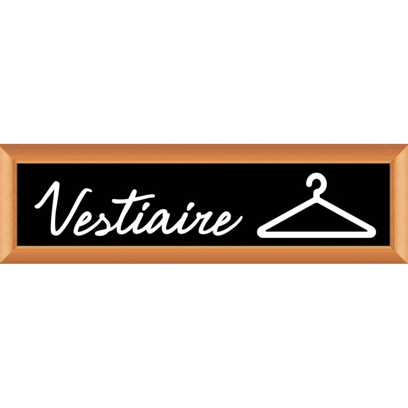 PLAQUE TERRA FAUX CADRE BOIS 170x50 MM "Vestiaire"