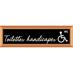 PLAQUE TERRA FAUX CADRE BOIS 170x50 MM "Toilettes handicapé"