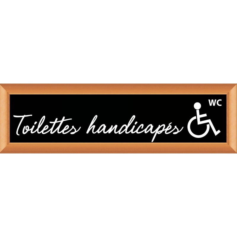 PLAQUE TERRA FAUX CADRE BOIS 170x50 MM "Toilettes handicapé"