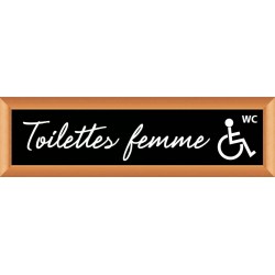 PLAQUE TERRA FAUX CADRE BOIS 170x50 MM "Toilettes handicapé femme"