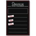 PANNEAU PVC 450x650 mm Origine Viandes cadre Ecritou rouge SUPPRIME