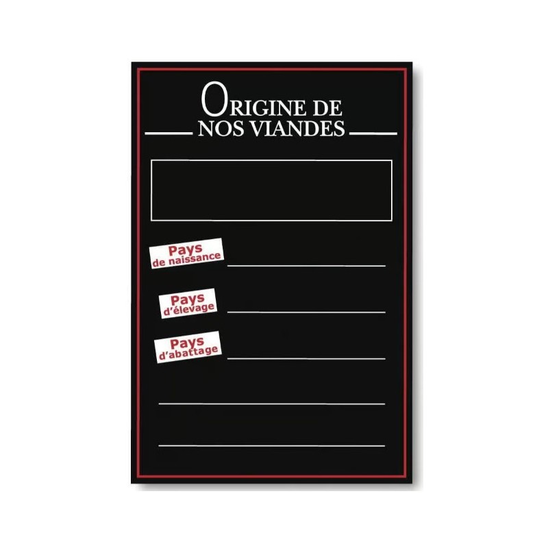 PANNEAU PVC 400x600 mm Origine Viandes + fil nylon