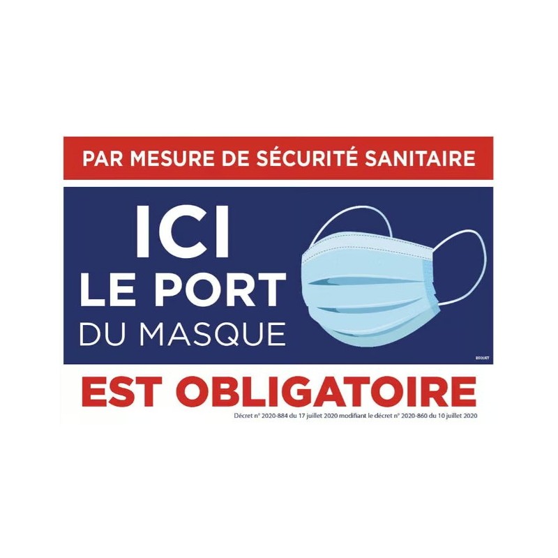 PANCARTE PVC 300x200 mm Port du masque obligatoire + 2 adhésifs au do