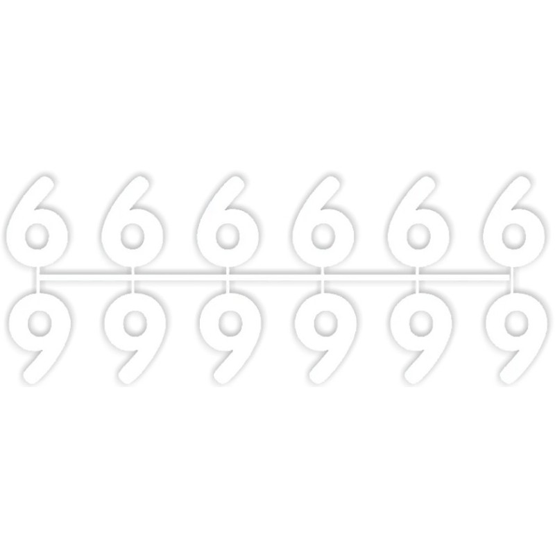 POCHETTE DE 10 BARRETTES DE 12 CHIFFRES (de 0 à 9) - BLANC