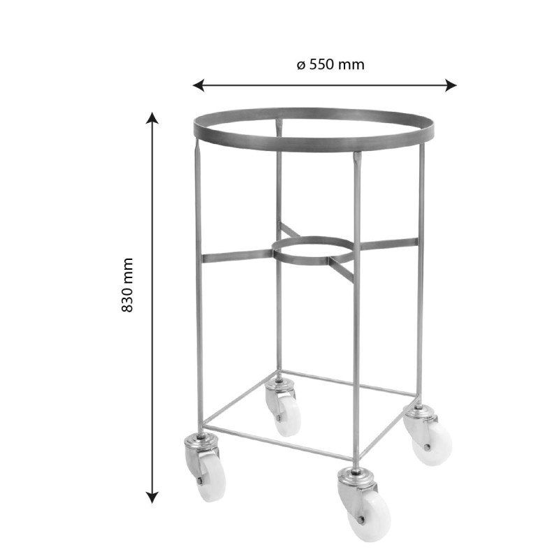 BAC 1/2 CYLINDRIQUE 73 L + support inox sur roues
