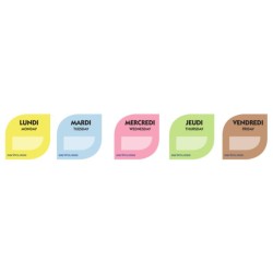 ETIQUETTES 5 JOURS AVEC DISTRIBUTEUR TRANSLUCIDE 5 rlx de 500 E