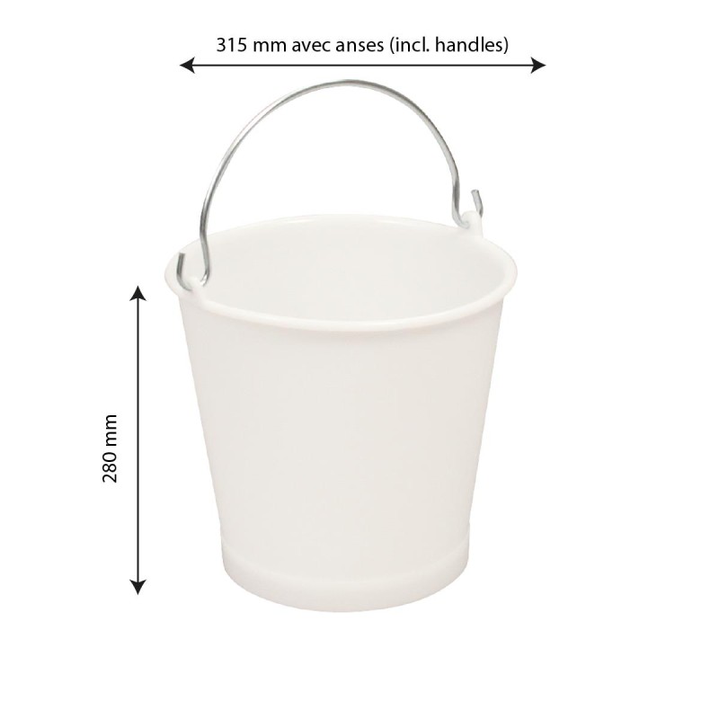SEAU ROND PLASTIQUE + ANSE INOX