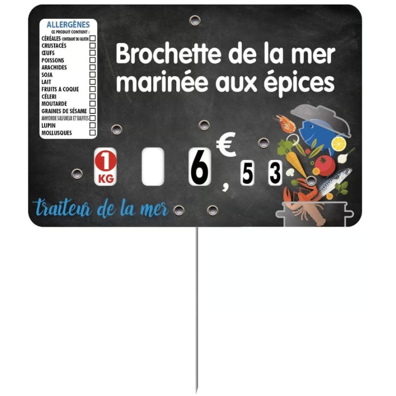 ETIQUETTE 120x80 mm Jacquotte à texte, avec allergènes, 4 roulettes, 