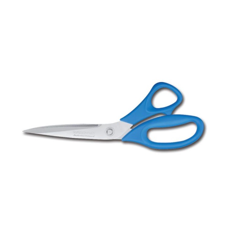 CISEAUX POISSON LAME INOX CRANTEE - POIGNEE PLASTIQUE BLEU - 280 -ECO