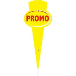 MAXI FLECHE "promo" FOND JAUNE ECRITURE ROUGE 10x24 cm (lot de 10)