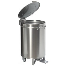 COLLECTEUR A DECHET INOX OUVERTURE PAR PEDALE