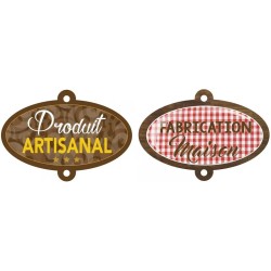 OVALE "fabrication maison / produit artisanal" - 11x8 cm (lot de 10)