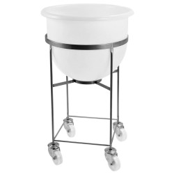 BAC 1/2 CYLINDRIQUE 73 L + support inox sur roues