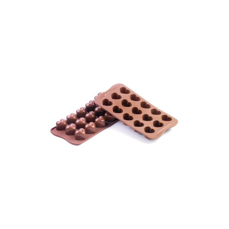 PLAQUE SILICONE CHOCOLAT - 15 cœurs 30x22xht25 mm - 10ml