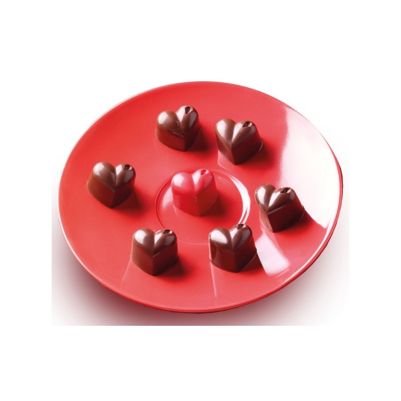 PLAQUE SILICONE CHOCOLAT - 15 cœurs 30x22xht25 mm - 10ml