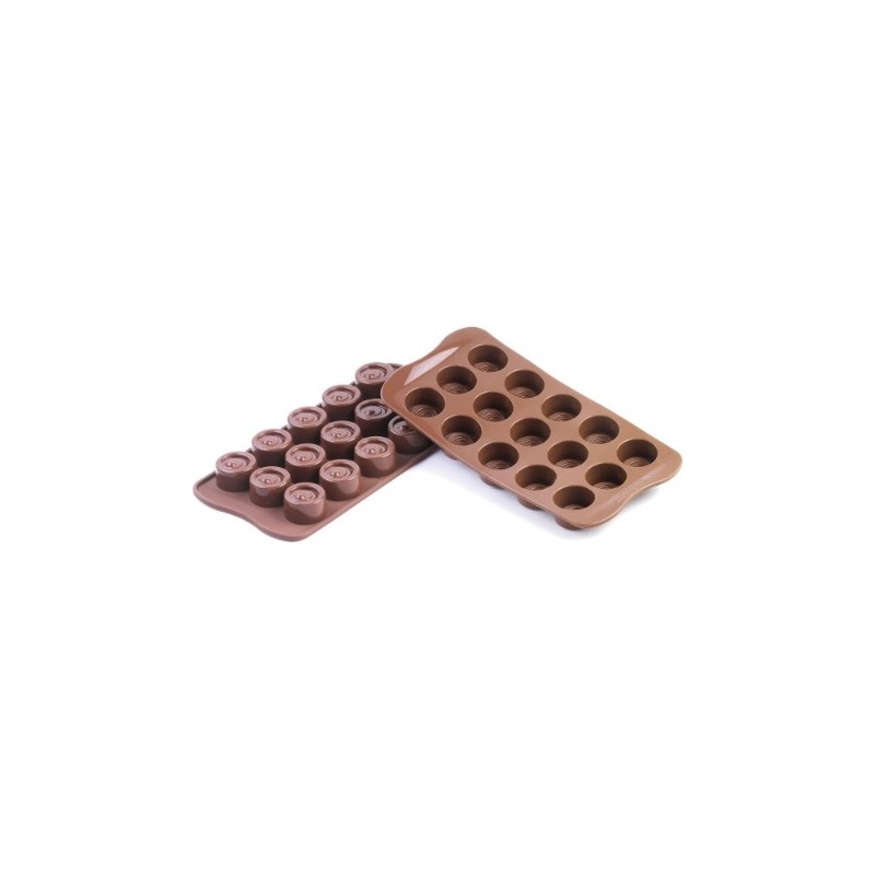 PLAQUE SILICONE CHOCOLAT - 15 ronds Ø 28xht20 mm - 10ml