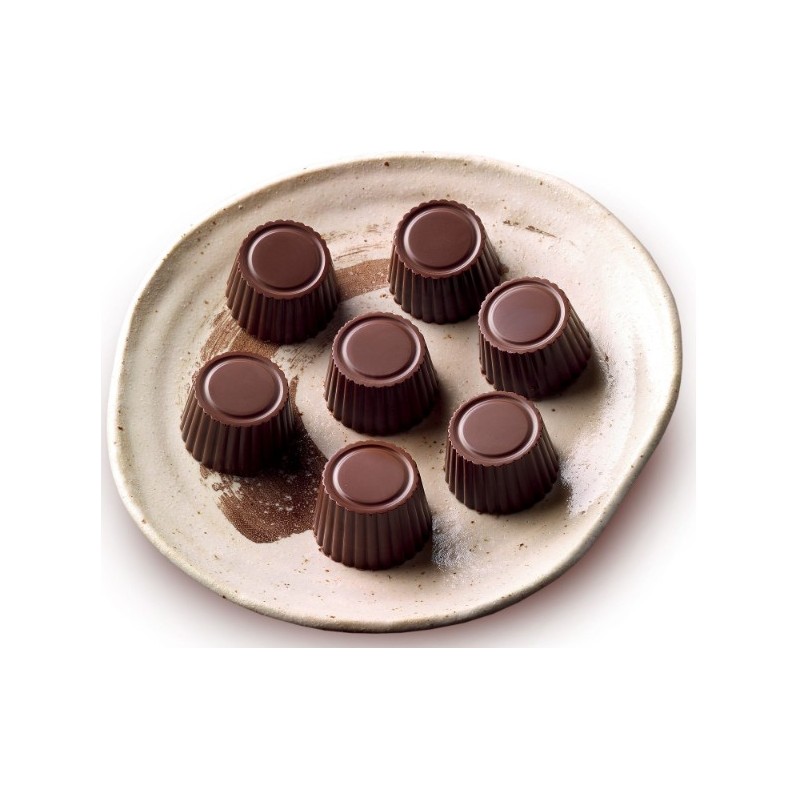 PLAQUE SILICONE CHOCOLAT - 15 ronds nervurés Ø 30xht18.5 mm - 10ml