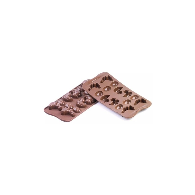 PLAQUE SILICONE CHOCOLAT - 14 sujets pâques 30x43xht16 mm - 7ml