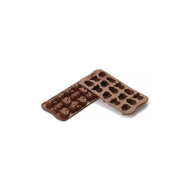 PLAQUE SILICONE CHOCOLAT - 15 sujets noël 32x22xht13 mm - 8ml