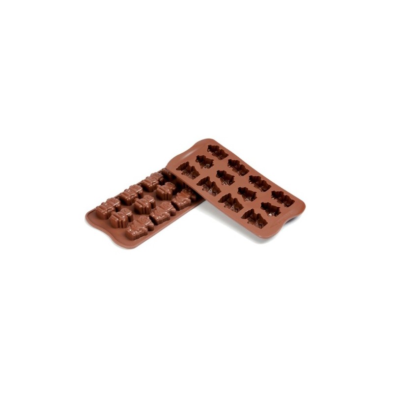 PLAQUE SILICONE CHOCOLAT - 12 sujets robots 39.5x26.7xht16 mm