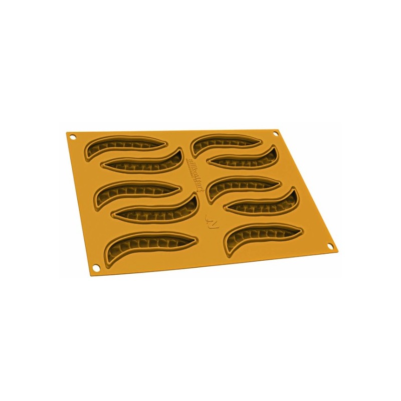 PLAQUE SILICONE 300X175 - 10 cosses petits pois 110x35xht12 mm - 13ml