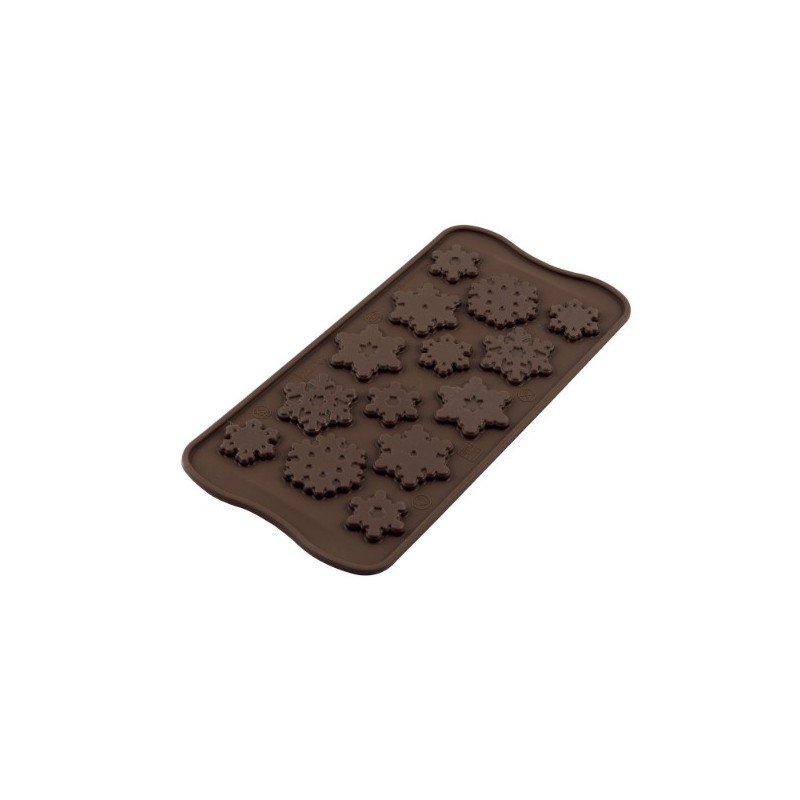 PLAQUE SILICONE CHOCOLAT - 14 flocons Ø 35xht25 mm - 4ml