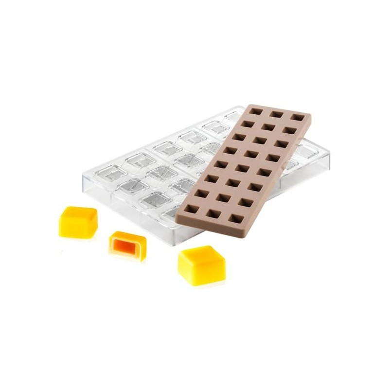 KIT MOULE POUR CHOCOLAT - 24 carrés 25x25xht15 mm - 8.9ml