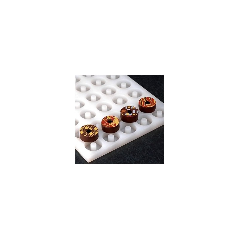 PLAQUE SILICONE CHOCOLAT - 40 ronds creux Ø 30xht12 mm