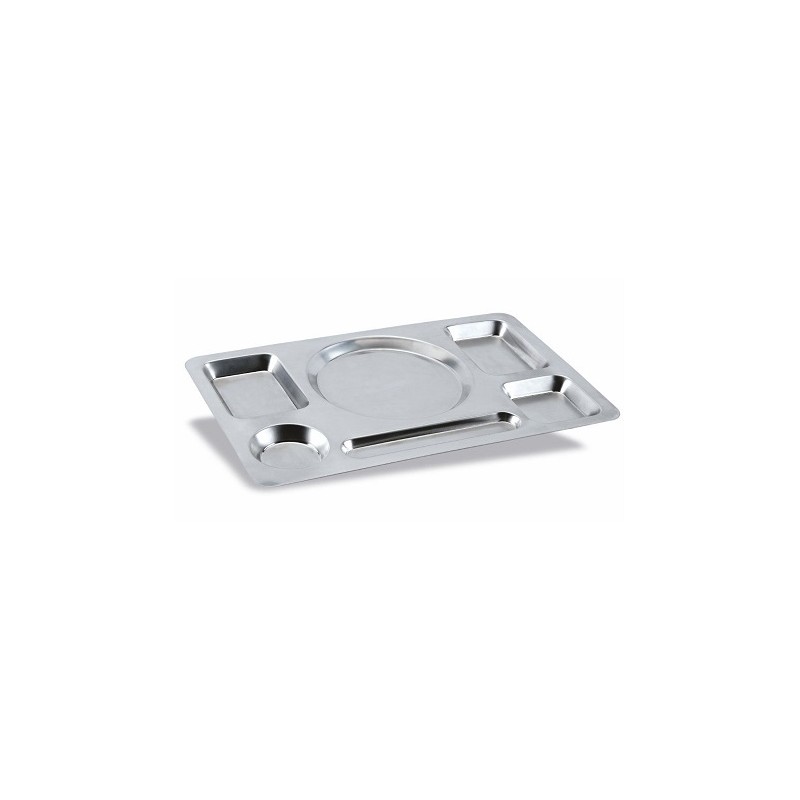 PLATEAU INOX 6 COMPARTIMENTS - 460x285x20 mm