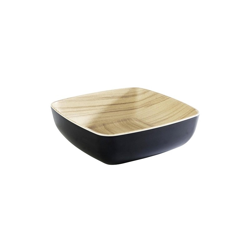 SALADIER MELAMINE 165x165 HT 55 - 0.85L - BOIS INT / NOIR EXT
