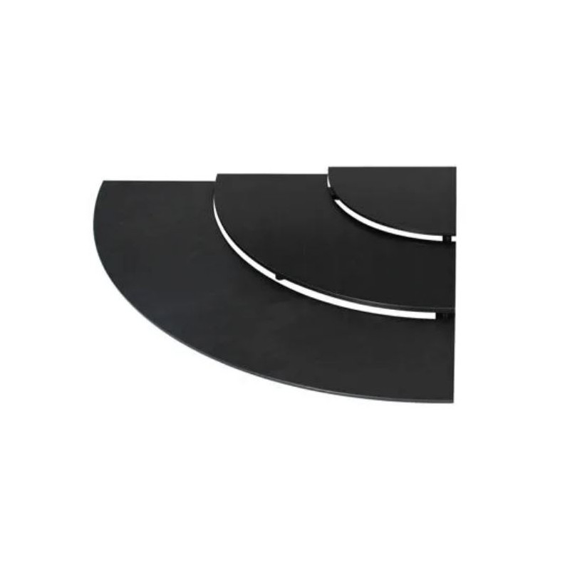 ESCALIER NOIR 1/4 ROND - 800x800x ht 65 mm - 3 niveaux