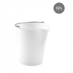 SEAU ROND PLASTIQUE 12 L - BLANC - ANSE INOX - BEC VERSEUR