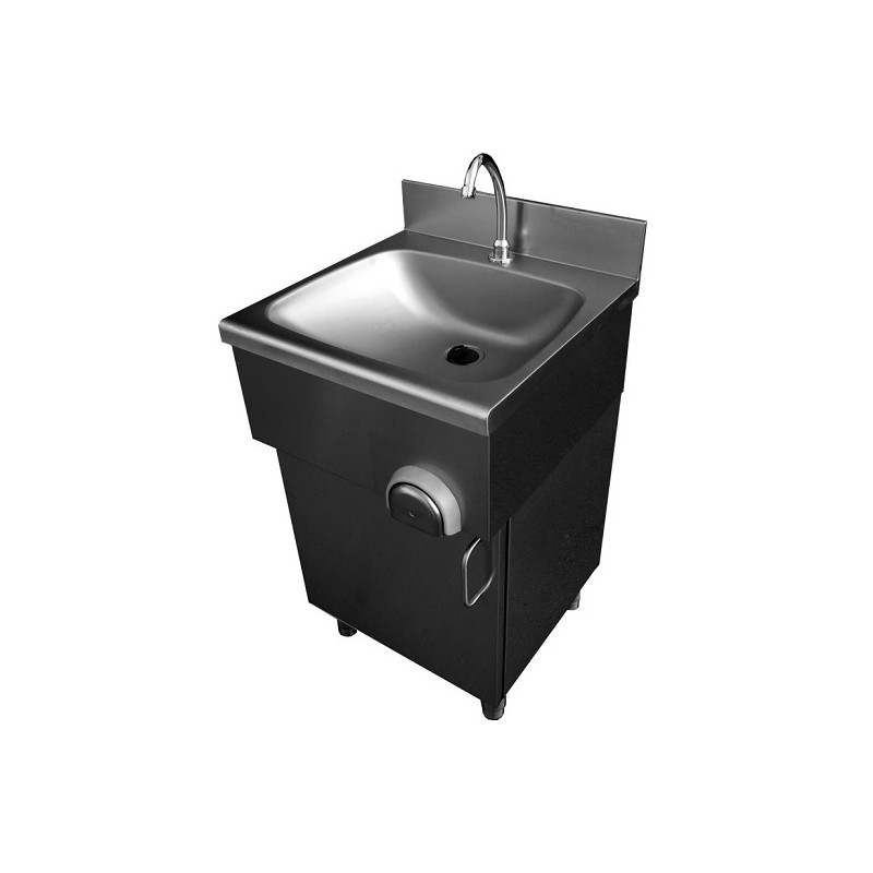 LAVE MAINS INOX AVEC BOUTON POUSSOIR - PLACARD 1 PORTE