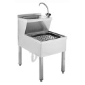LAVE MAINS INOX AVEC VIDE SEAU 600X500X890/600