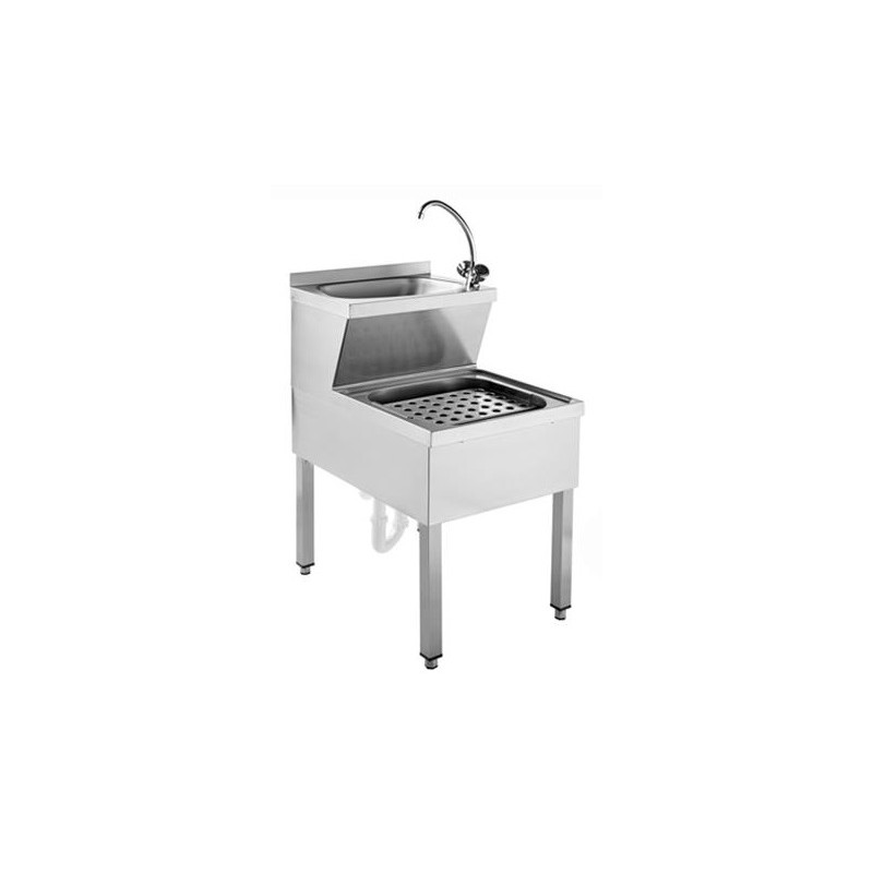 LAVE MAINS INOX AVEC VIDE SEAU 600X500X890/600