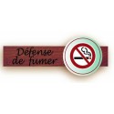PLAQUE DUOSIGN S/SUPPORT BOIS 220x85 MM "Défense de fumer"