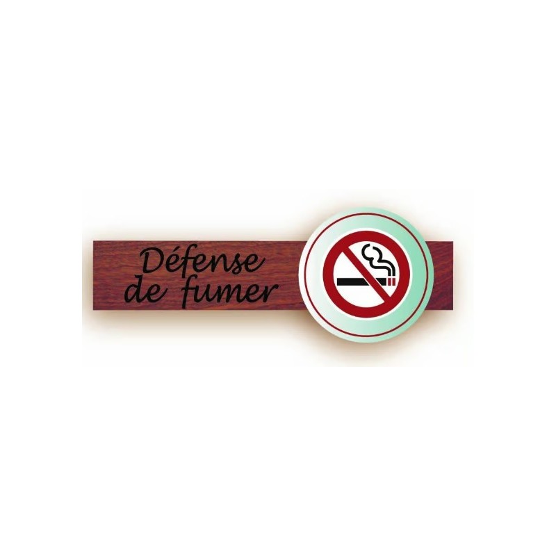 PLAQUE DUOSIGN S/SUPPORT BOIS 220x85 MM "Défense de fumer"