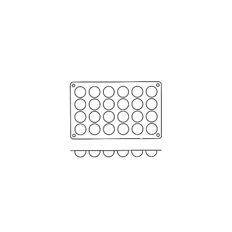 PLAQUE SILICONE 300X175 - 24 demi sphères