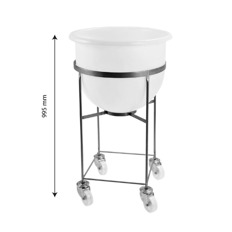 BAC 1/2 CYLINDRIQUE 73 L + support inox sur roues