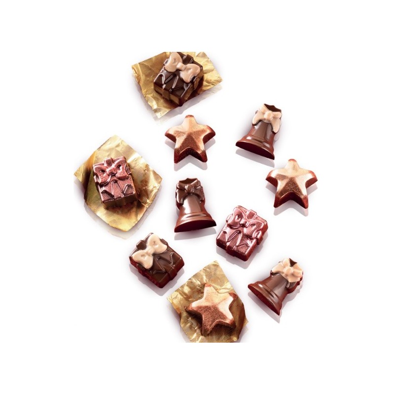 PLAQUE SILICONE CHOCOLAT - 12 sujets noël 34x34xht18.5 mm - 7ml