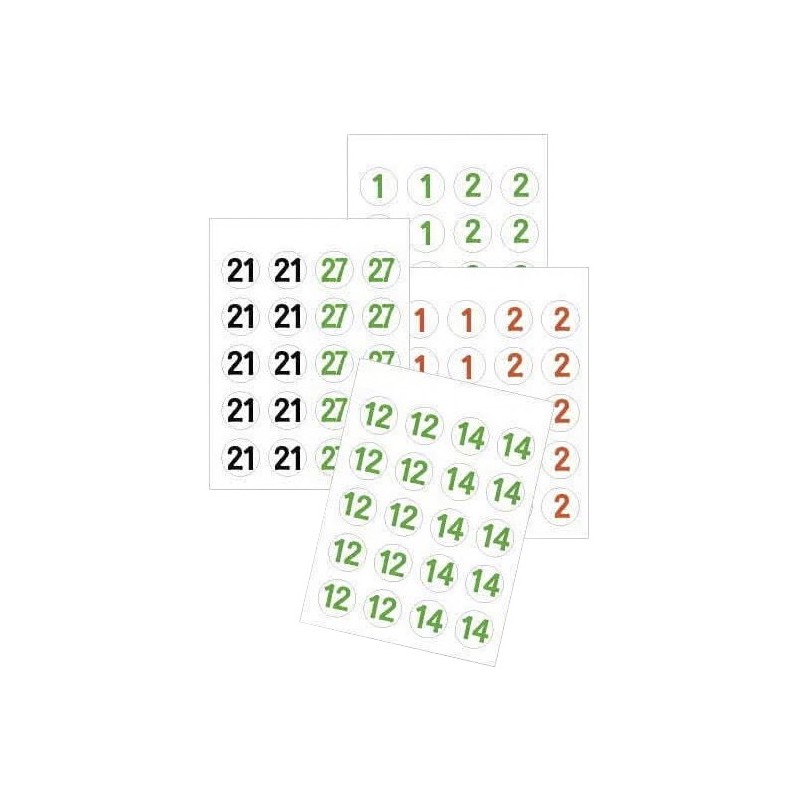 PASTILLES ADHESIVES CHIFFRE POUR TABLEAU ZONE ET SOUS ZONE (x412)