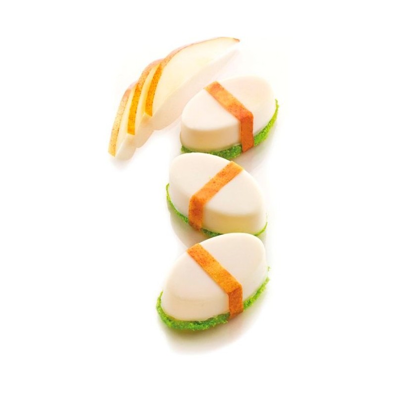 PLAQUE SILICONE 300X175 - 16 petits fours ovales 55x33xht20 mm - 30ml