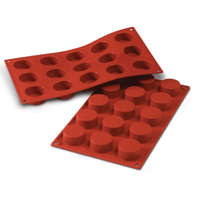 PLAQUE SILICONE 300X175 - 15 petits fours ronds Ø 40xht20 mm - 30ml