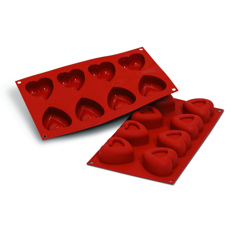 PLAQUE SILICONE 300X175 - 8 savarins cœurs 62x62xht32 mm - 72ml