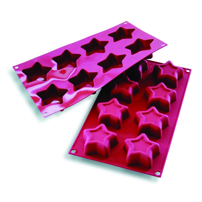 PLAQUE SILICONE 300X175 - 8 étoiles Ø 70xht25 mm - 52.5ml