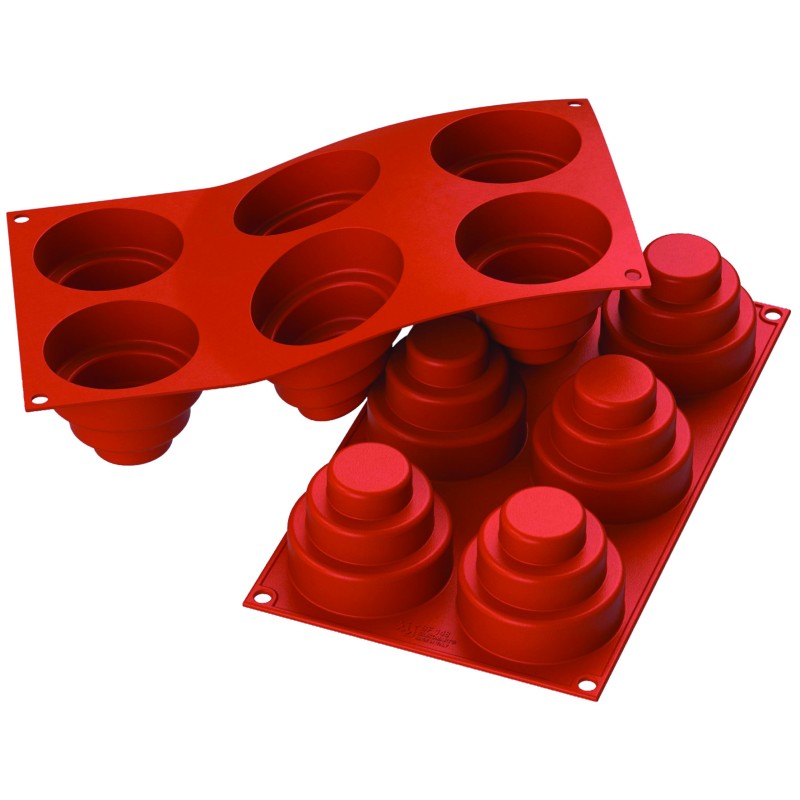 PLAQUE SILICONE 300X175 - 6 wonder cakes Ø 75xht60 mm - 177ml