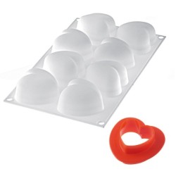 PLAQUE SILICONE 300X175 - 8 cœurs bombés amorini 63.5x65xht39 - 100ml
