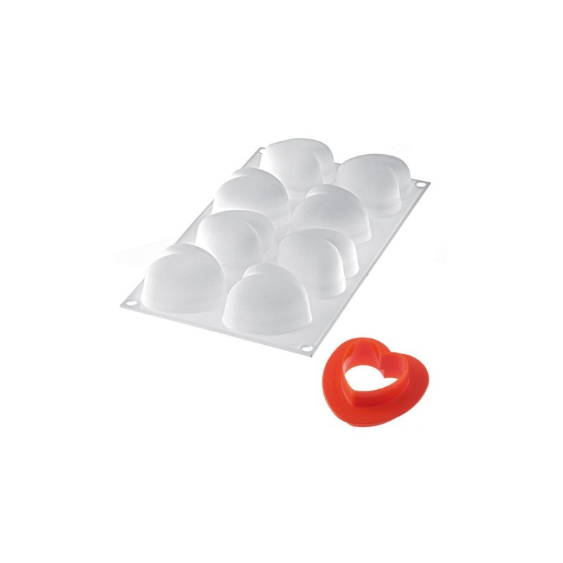 PLAQUE SILICONE 300X175 - 8 cœurs bombés amorini 63.5x65xht39 - 100ml