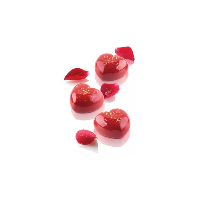 PLAQUE SILICONE 300X175 - 15 cœurs bombés cupido 45x44xht24 mm - 30ml